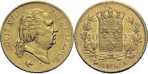 40 Franc 波旁复辟 金 路易十八 (1755 - 1824)