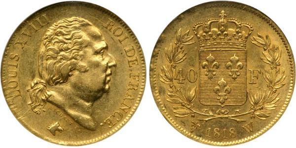 40 Franc 波旁复辟 金 路易十八 (1755 - 1824)