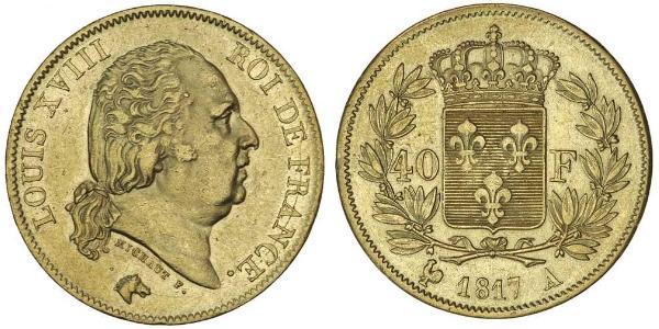 40 Franc 波旁复辟 金 路易十八 (1755 - 1824)