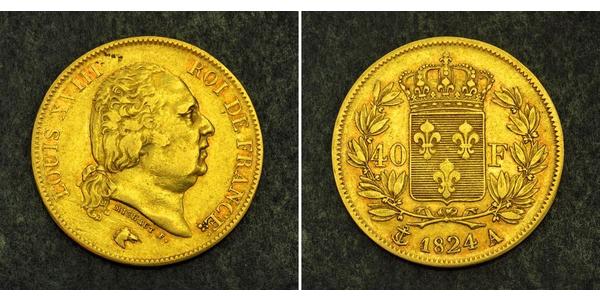 40 Franc 波旁复辟 金 路易十八 (1755 - 1824)