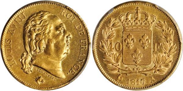 40 Franc 波旁复辟 金 路易十八 (1755 - 1824)