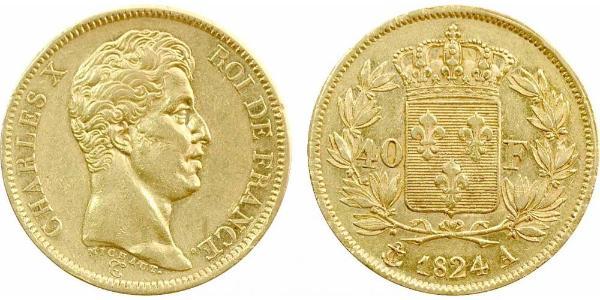 40 Franc 波旁复辟 金 查理十世 (法兰西) (1757-1836)