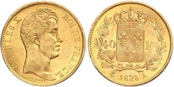 40 Franc 波旁复辟 金 查理十世 (法兰西) (1757-1836)