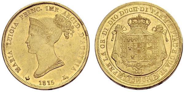 40 Lira Duchy of Parma (1545 - 1859) / Italy Gold Marie Louise, Duchess of Parma