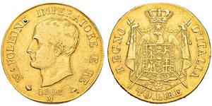 40 Lira Kingdom of Italy (Napoleonic) (1805–1814) Gold Napoleon (1769 - 1821)