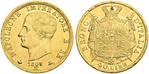 40 Lira Kingdom of Italy (Napoleonic) (1805–1814) Gold Napoleon (1769 - 1821)