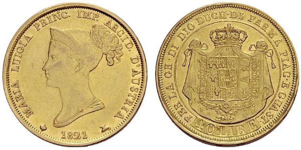 40 Lira Italia / Ducado de Parma (1545 - 1859) Oro María Luisa de Habsburgo-Lorena