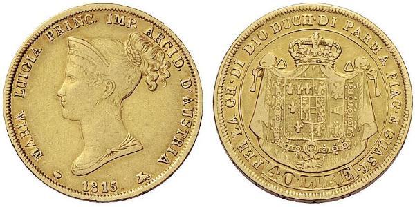 40 Lira Italia / Ducado de Parma (1545 - 1859) Oro María Luisa de Habsburgo-Lorena