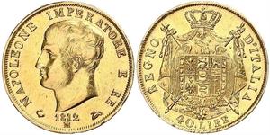 40 Lira Reino de Italia (1805–1814) Oro Napoleón Bonaparte(1769 - 1821)