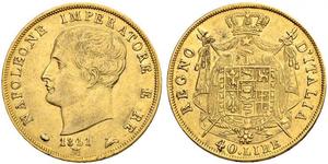 40 Lira Reino de Italia (1805–1814) Oro Napoleón Bonaparte(1769 - 1821)