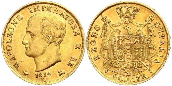 40 Lira Reino de Italia (1805–1814) Oro Napoleón Bonaparte(1769 - 1821)