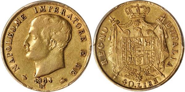 40 Lira 義大利王國 (拿破崙時代) (1805 - 1814) 金 拿破仑一世(1769 - 1821)