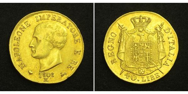 40 Lira 義大利王國 (拿破崙時代) (1805 - 1814) 金 拿破仑一世(1769 - 1821)
