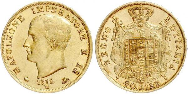40 Lira 義大利王國 (拿破崙時代) (1805 - 1814) 金 拿破仑一世(1769 - 1821)
