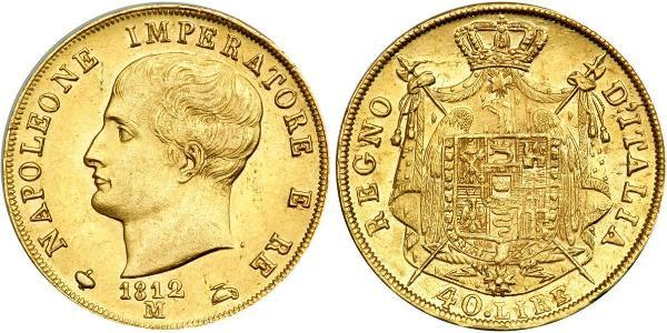 40 Лира Королевство Италия (наполеоновское) (1805–1814) Золото Наполеон I(1769 - 1821)