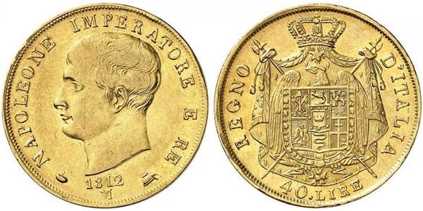 40 Лира Королевство Италия (наполеоновское) (1805–1814) Золото Наполеон I(1769 - 1821)