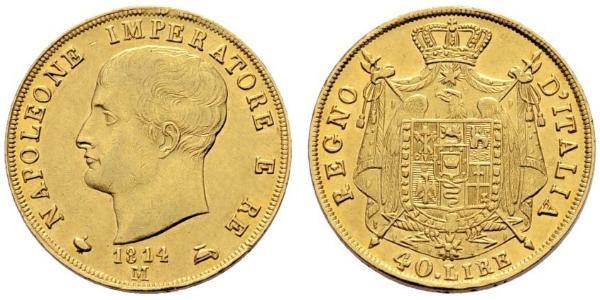 40 Лира Королевство Италия (наполеоновское) (1805–1814) Золото Наполеон I(1769 - 1821)