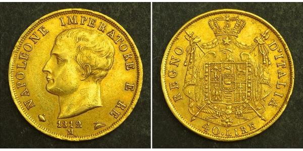 40 Лира Королевство Италия (наполеоновское) (1805–1814) Золото Наполеон I(1769 - 1821)