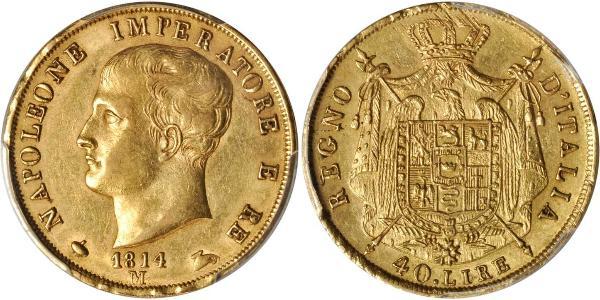 40 Лира Королевство Италия (наполеоновское) (1805–1814) Золото Наполеон I(1769 - 1821)