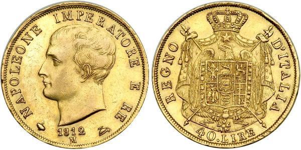 40 Лира Королевство Италия (наполеоновское) (1805–1814) Золото Наполеон I(1769 - 1821)