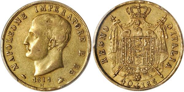 40 Лира Королевство Италия (наполеоновское) (1805–1814) Золото Наполеон I(1769 - 1821)