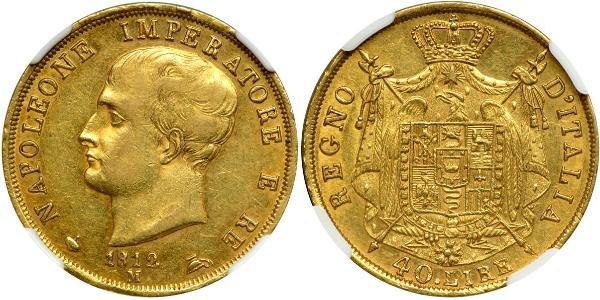 40 Лира Королевство Италия (наполеоновское) (1805–1814) Золото Наполеон I(1769 - 1821)