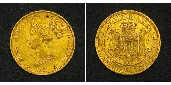 40 Ліра https://en.wikipedia.org/wiki/Duchy_of_Parma (1545 - 1859) / Італія Золото Марія-Луїза Австрійська