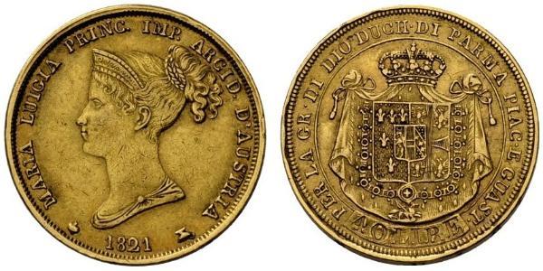 40 Ліра https://en.wikipedia.org/wiki/Duchy_of_Parma (1545 - 1859) / Італія Золото Марія-Луїза Австрійська