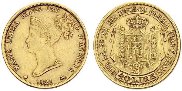 40 Ліра https://en.wikipedia.org/wiki/Duchy_of_Parma (1545 - 1859) / Італія Золото Марія-Луїза Австрійська