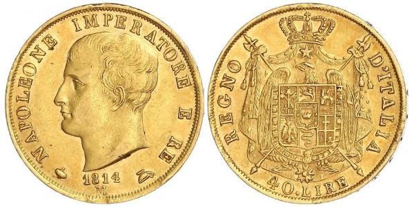 40 Ліра Королівство Італія (Наполеонівське) (1805–1814) Золото Наполеон I Бонапарт(1769 - 1821)