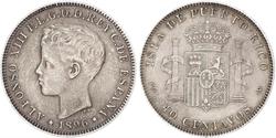 40 Сентаво Пуерто-Ріко Срібло Alfonso XIII of Spain (1886 - 1941)