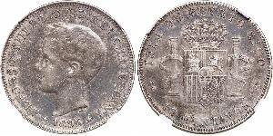 40 Сентаво Пуерто-Ріко Срібло Alfonso XIII of Spain (1886 - 1941)