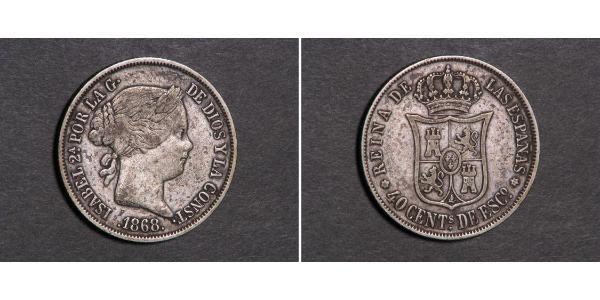 40 Сентимо Испания Серебро Isabella II of Spain (1830- 1904)