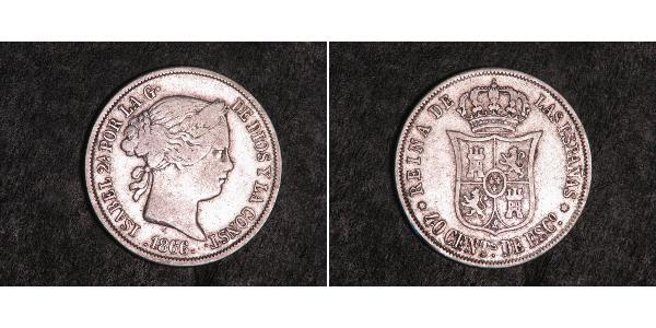 40 Сентимо Испания Серебро Isabella II of Spain (1830- 1904)