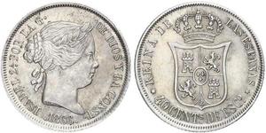 40 Сентімо Іспанія Срібло Isabella II of Spain (1830- 1904)