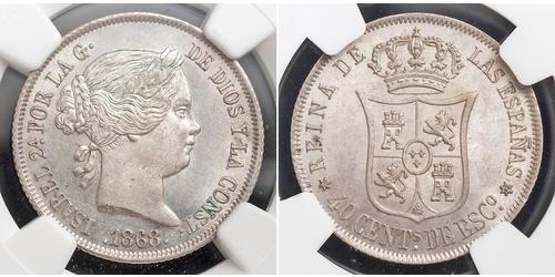 40 Сентімо Іспанія Срібло Isabella II of Spain (1830- 1904)