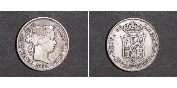40 Сентімо Іспанія Срібло Isabella II of Spain (1830- 1904)