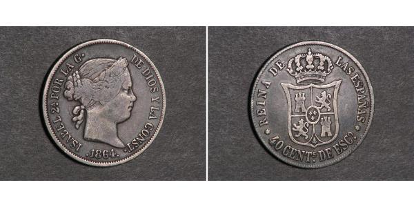 40 Сентімо Іспанія Срібло Isabella II of Spain (1830- 1904)