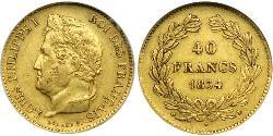 40 Франк July Monarchy (1830-1848) Золото Луі-Філіп I (1773 -1850)