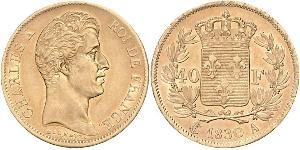 40 Франк Kingdom of France (1815-1830) Золото Карл X король Франции (1757-1836)