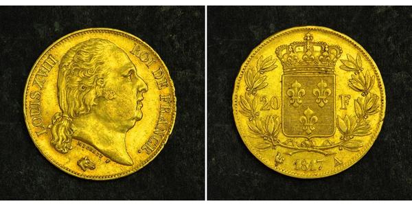 40 Франк Kingdom of France (1815-1830) Золото Людовик XVIII (1755-1824)
