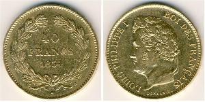 40 Франк Июльская монархия (1830-1848) Золото Луи-Филипп I (1773 -1850)