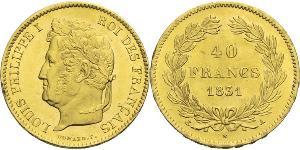 40 Франк Июльская монархия (1830-1848) Золото Луи-Филипп I (1773 -1850)