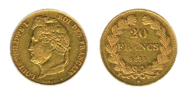 40 Франк Июльская монархия (1830-1848) Золото Луи-Филипп I (1773 -1850)