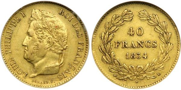 40 Франк Июльская монархия (1830-1848) Золото Луи-Филипп I (1773 -1850)