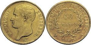 40 Франк Первая Французская империя (1804-1814) Золото Наполеон I(1769 - 1821)