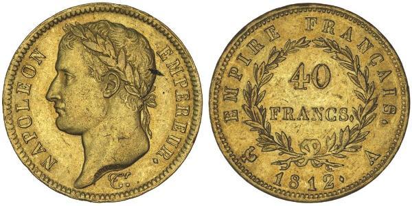 40 Франк Первая Французская империя (1804-1814) Золото Наполеон I(1769 - 1821)