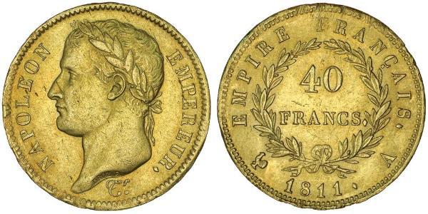 40 Франк Первая Французская империя (1804-1814) Золото Наполеон I(1769 - 1821)