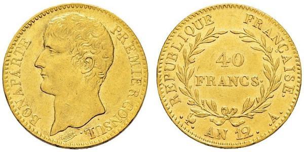 40 Франк Первая Французская империя (1804-1814) Золото Наполеон I(1769 - 1821)