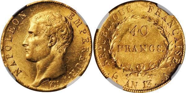 40 Франк Первая Французская империя (1804-1814) Золото Наполеон I(1769 - 1821)